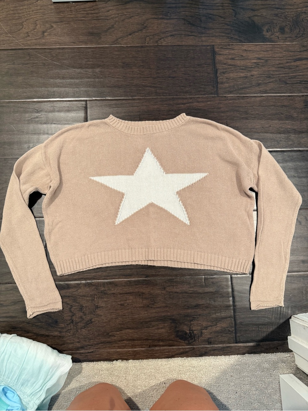 Z Supply Beige Crewneck Sweater with Cream Star